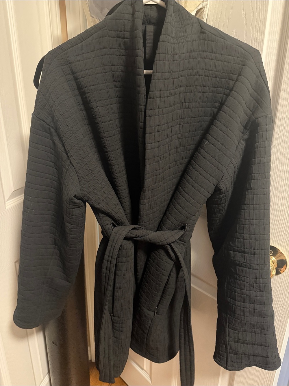 lululemon athletica Black Quilted Shawl-Collar Wrap Coat
